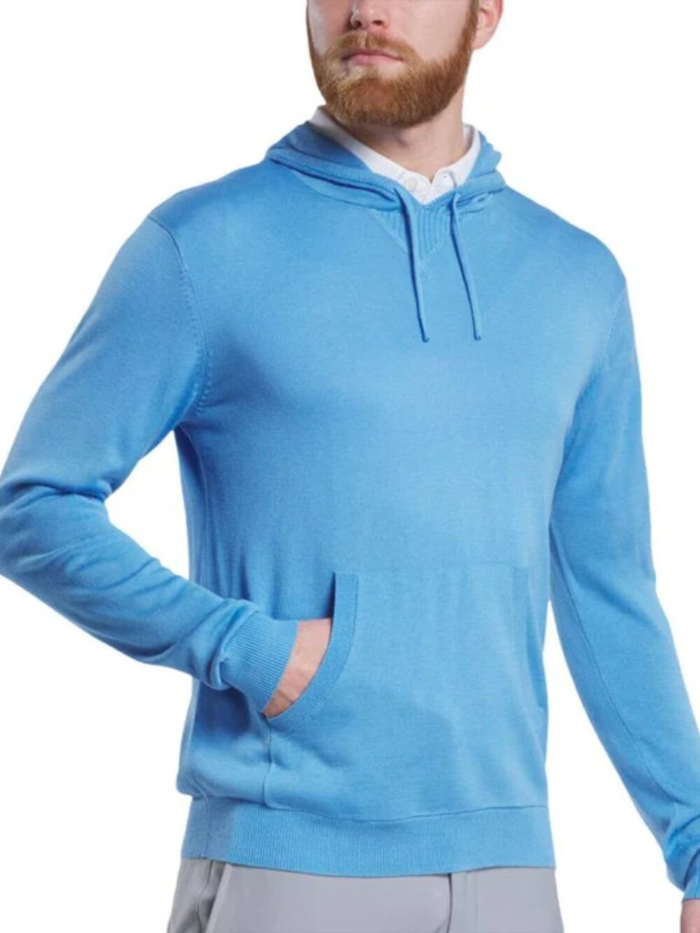 NWT FootJoy Men's Hooded Sweater Riviera Blue Wool Blend Drirelease Knit